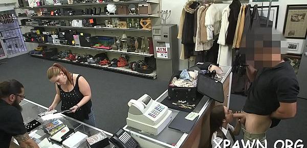  Intensive babe has sex in shop